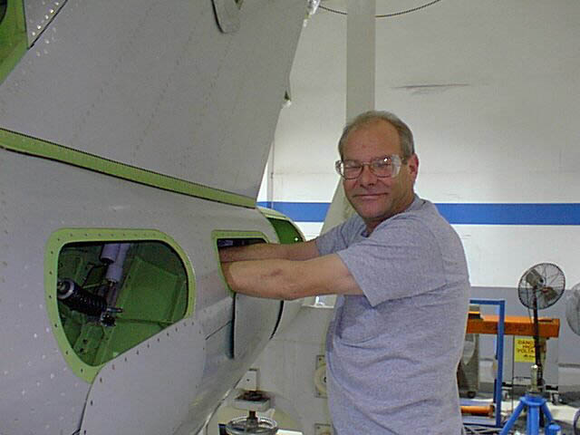 Plyskyn working on a Learjet 45 in Wichita, KS
